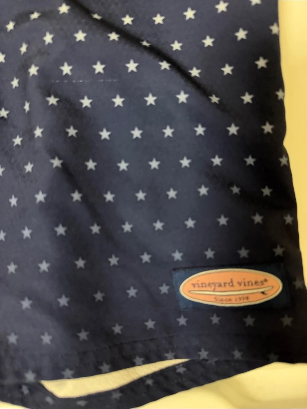 Vineyard Vines Red & Navy Star Stripe board shorts